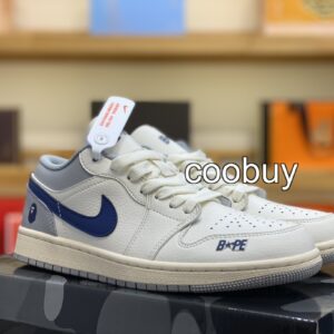Replica fake nike trainers Nike Air Jordan 1 Retro Low x BAPE White Grey Blue
