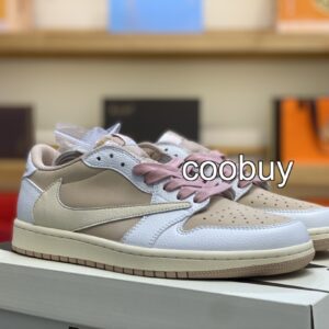 Replica nike outlet uk Travis Scott x Air Jordan 1 Low OG White Pink Brown Mocha