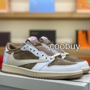 Replica fake shoes Travis Scott x Air Jordan 1 Low OG White Pink Brown