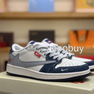 Replica replica shoes Travis Scott x Fragment x Air Jordan 1 Low OG Grey Red