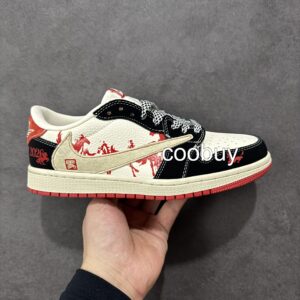 Replica nike factory Travis Scott x Fragment x Air Jordan 1 Low OG Black Red Horse Year