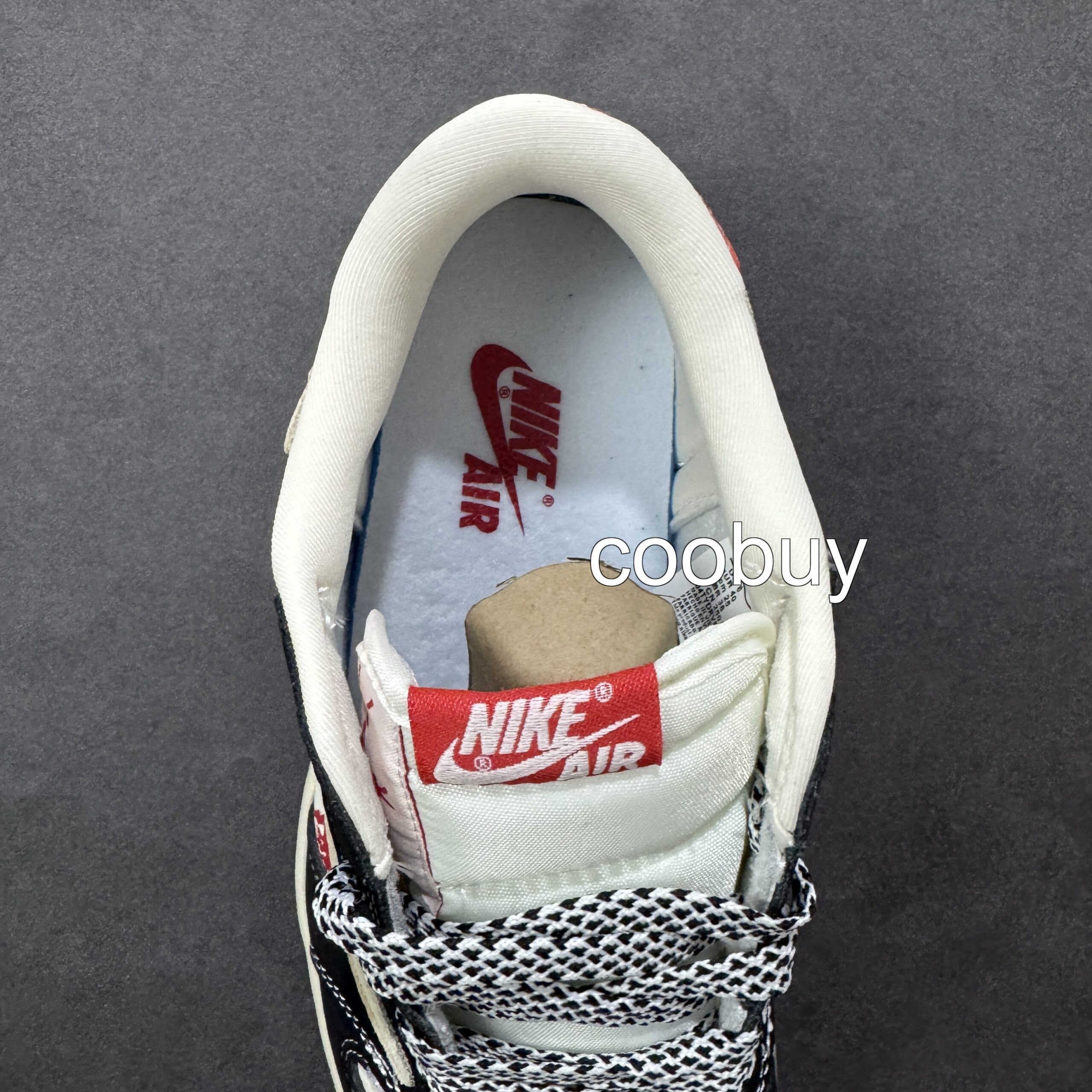 Replica nike factory Travis Scott x Fragment x Air Jordan 1 Low OG Black Red Horse Year - Image 7