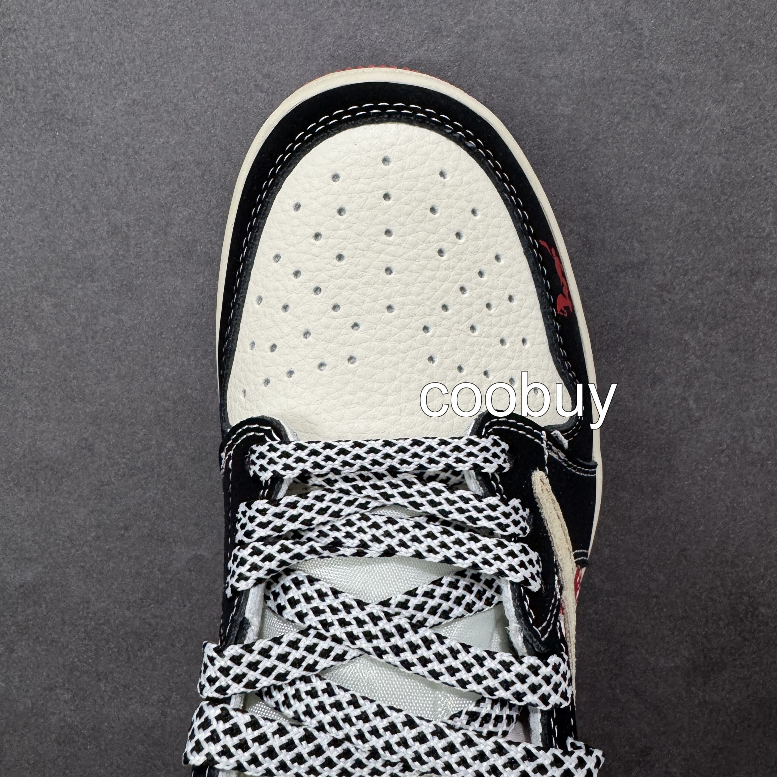 Replica nike factory Travis Scott x Fragment x Air Jordan 1 Low OG Black Red Horse Year - Image 8