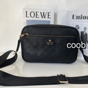 Replica gucci black fake logo print leather cross-body bag Gucci LOGO Black