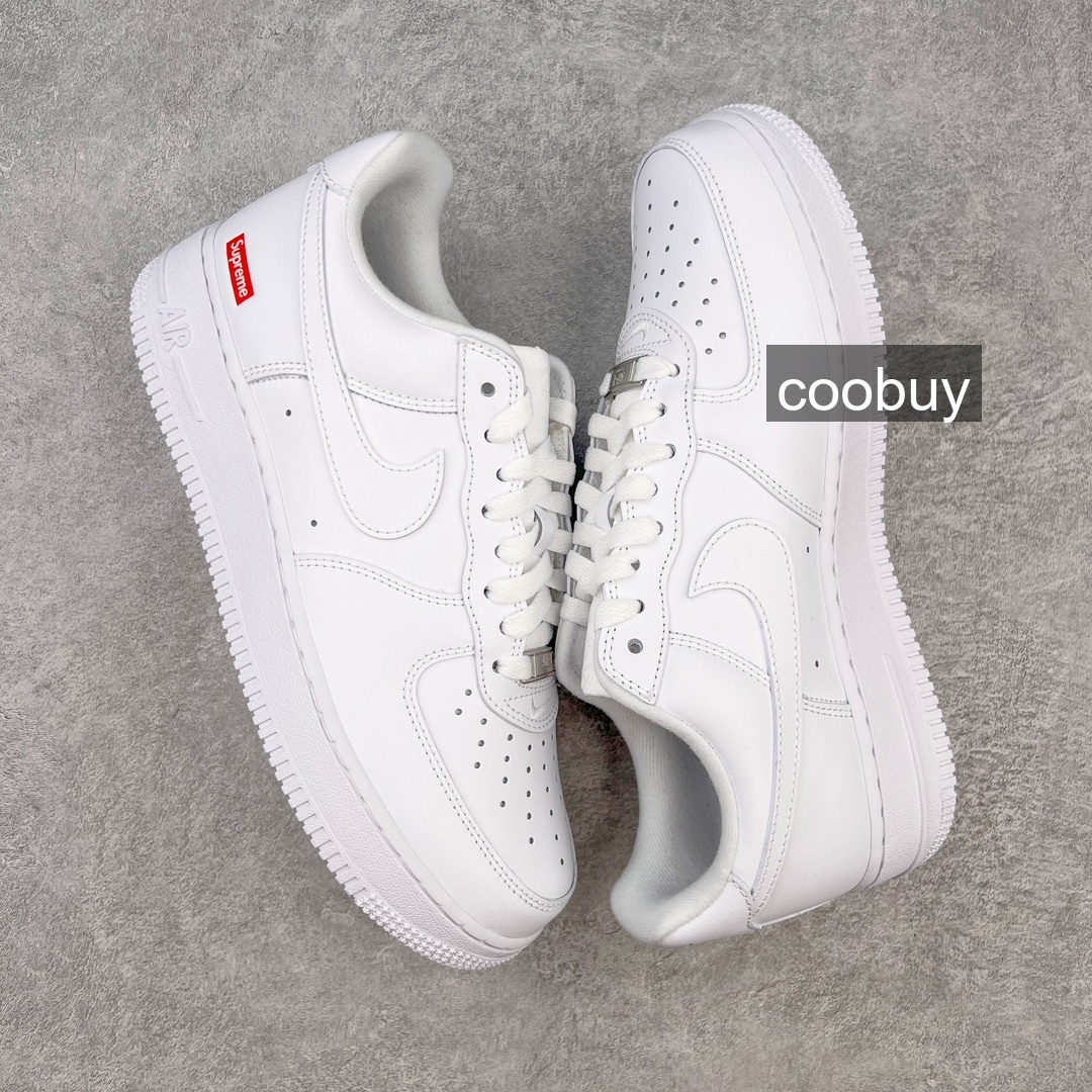 Replica stoxc Supreme X Nike Air Force 1 Low White Red - Image 3