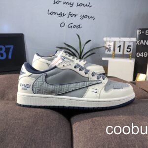 Replica Fake Jordan Shoes Air Jordan 1 Low Fendi Off White Light Gray Navy