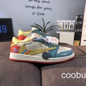 Replica Fake Jordan Shoes Air Jordan 1 Low Gucci White Yellow Blue