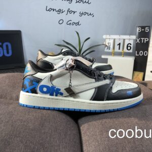 Replica Fake Jordan Shoes Air Jordan 1 Low Off White White Black Blue
