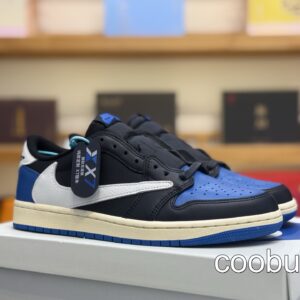 Replica Fake Jordan Shoes Air Jordan 1 Low Travis Scott Fragment Black Toe