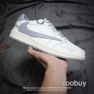 Replica Fake Jordan Shoes Air Jordan 1 Low Travis Scott Fragment White Gray Silver