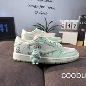 Replica Fake Jordan Shoes Air Jordan 1 Low Travis Scott LABUBU White Mint Green