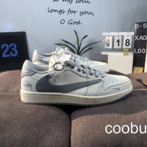 Replica Fake Jordan Shoes Air Jordan 1 Low Travis Scott Stussy Gray