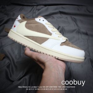 Replica Fake Jordan Shoes Air Jordan 1 Low Travis Scott White Tan Beige