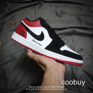 Replica Fake Jordan Shoes Air Jordan 1 Low Black White Red
